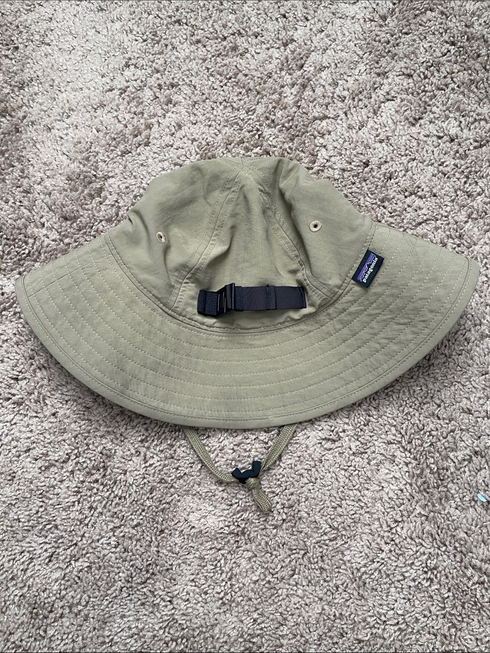 Patagonia Olive Bucket Hat with Chin Strap